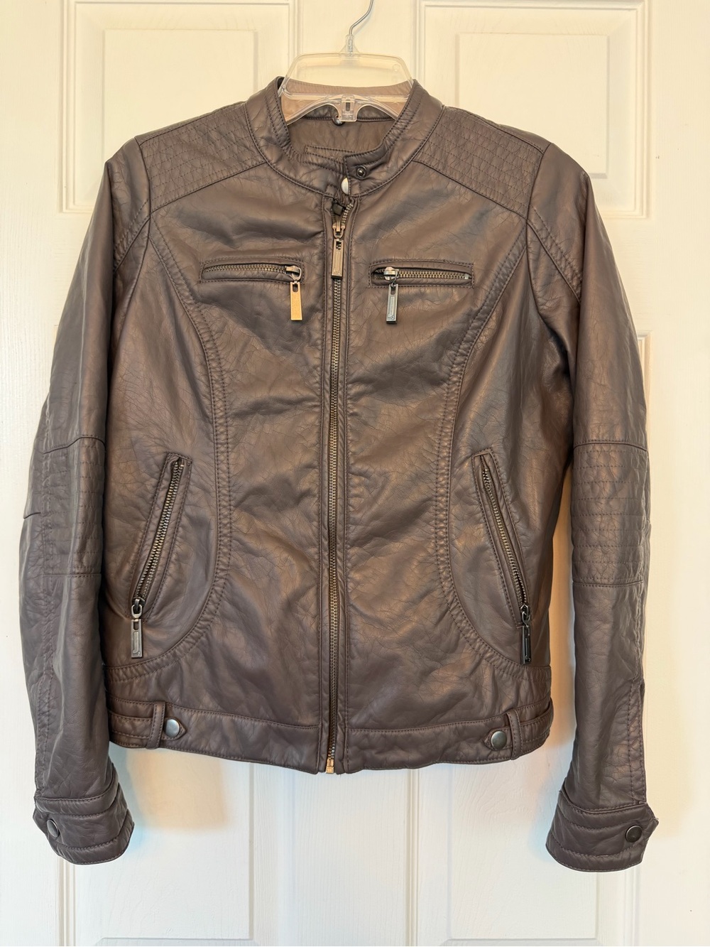 Women's J2 Gray Faux Leather Moto Jacket